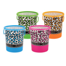 Plastic Leopard Design Dust Bin with Loop (HL-2034)